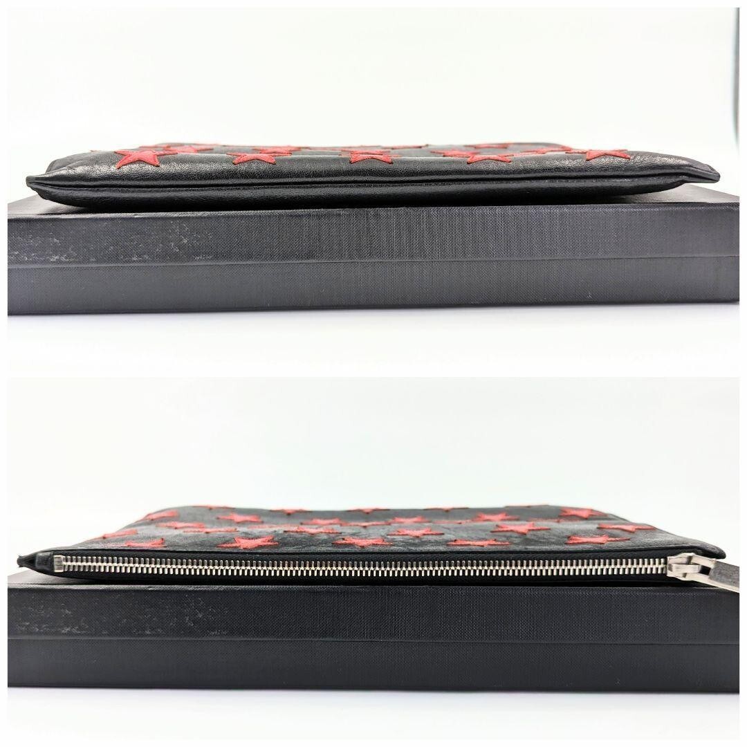 SAINT LAURENT Pochette Pouch Star Ipad Case Custodia da Trasporto con Cerniera Nero Rosso