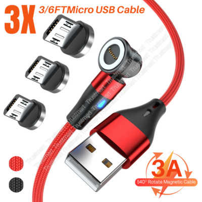 Magnetic Micro USB Fast Charger Cable For Samsung S7 S6 J5 LG Charging Data Cord