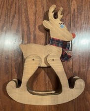 Vintage Wooden Rocking Reindeer; Christmas Decor