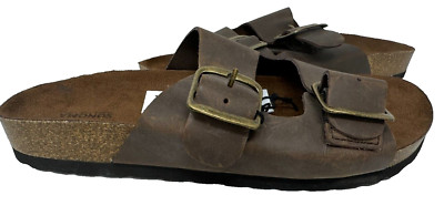 Sonoma Women's Artwork Double Strap Slip On Slide Sandals Brown Size:9.5 196R