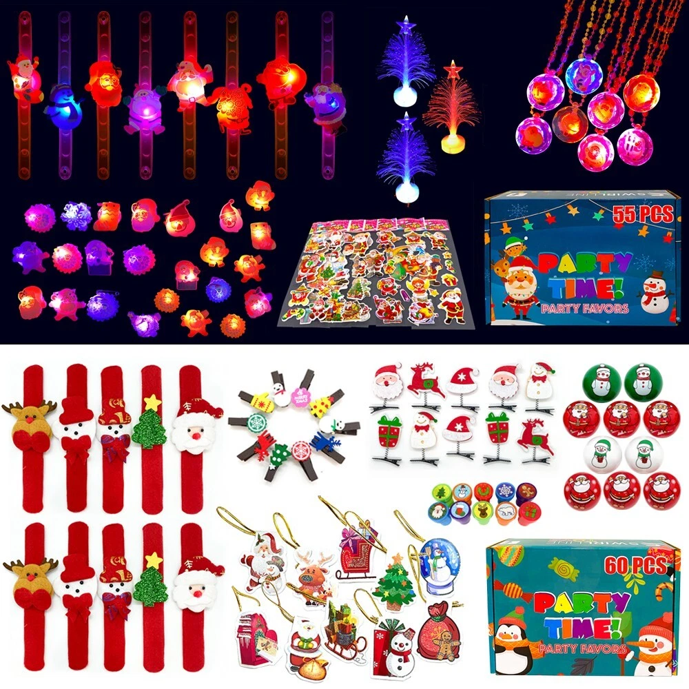 115pcs Glow in the Dark Christmas Party Favors Light Up Toys Bulk