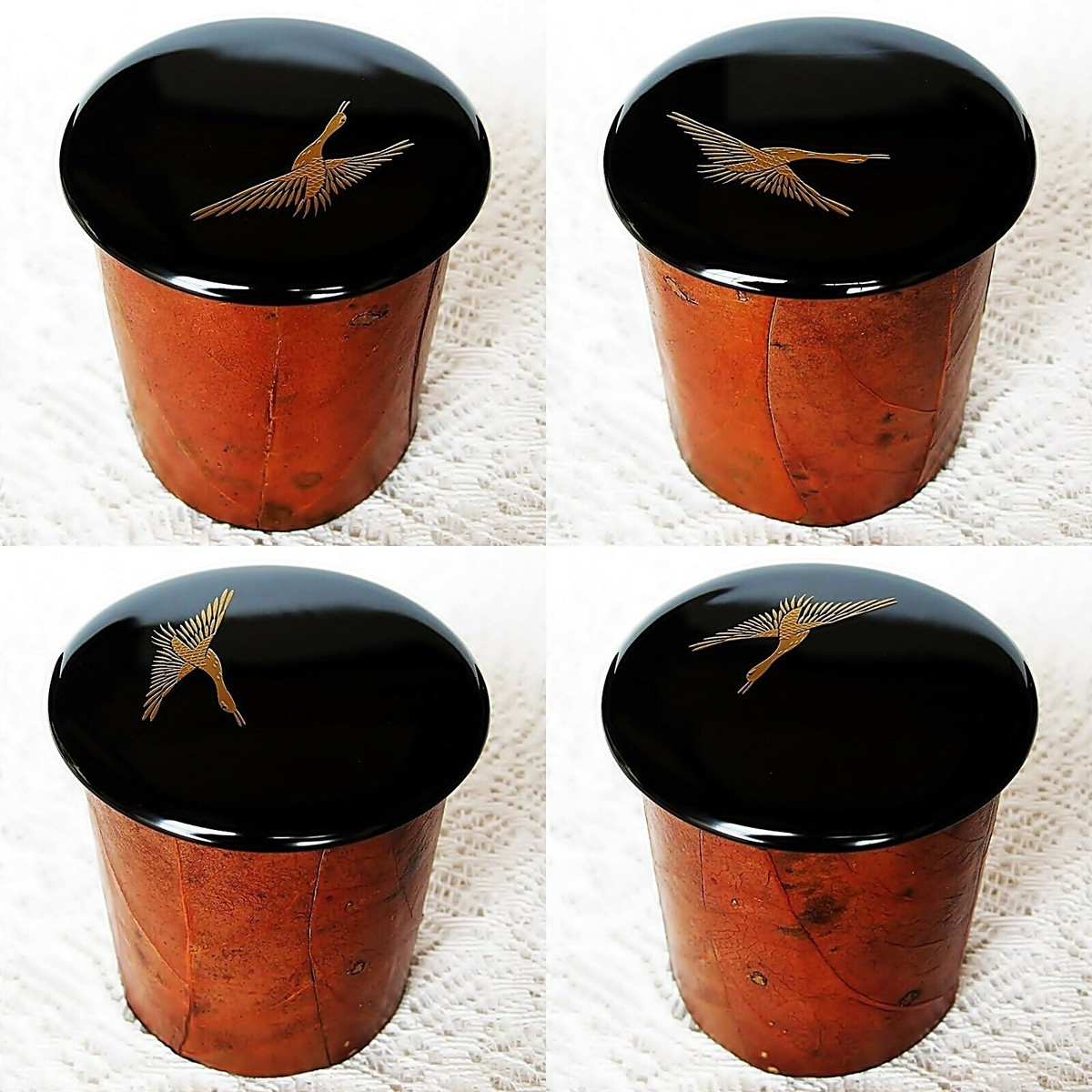 Japan lacquerware tea caddy Wild goose Silver grass Makie Japan lacquerware tea caddy Wild goose Silver grass Makie