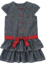 NWT Girls 5 Gymboree CHERRY CUTE Cotton Chambray Cherries RUFFLE TIERED DRESS