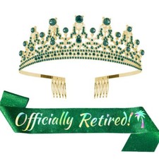 Officially Retired Crown Sash Set Women Retirement Tiara  Sash Set for Retir...