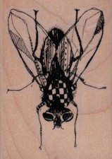 Whimsical Fly 2 x 2 3/4" Rubber Stamp, Fly Stamp, Insect Stamp