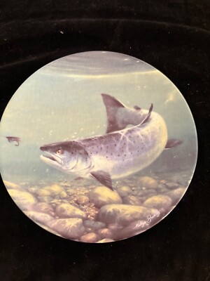 Danbury Mint Royal Worcester Fine English Porcelain Salmon Plate Melvyn Buckley