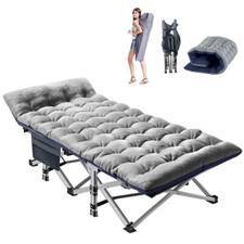 H ZT Folding Camping Cot Sleep Heavy Duty Bed W/Carry Bag Mattress Pocket