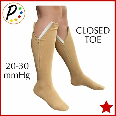   Presadee Double Side Zipper 20-30 mmHg Firm Compression Leg Closed Toe Socks
