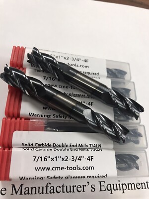 5pcs 7/16  double end Solid Carbide End Mills Tialn Coated 4 flute 1006-TDE-716