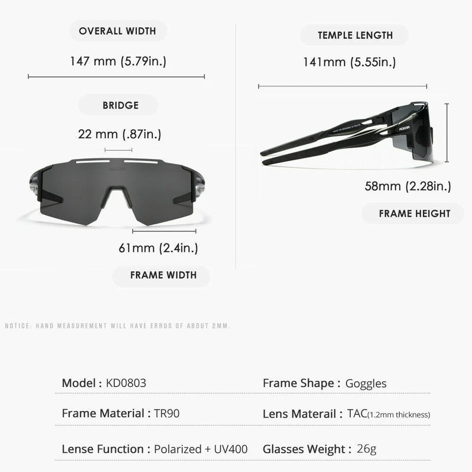 KDEAM Polarized Sunglasses Men Women TR90 Outdoor Glasses Cycling Sports Goggles - Image 4 of 4