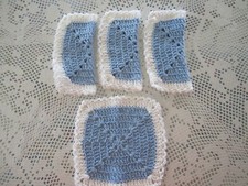    4-CROCHETED DISH CLOTHS 4 KITCHEN  100 COTTON, HANDMADE BLUE AND WHITE