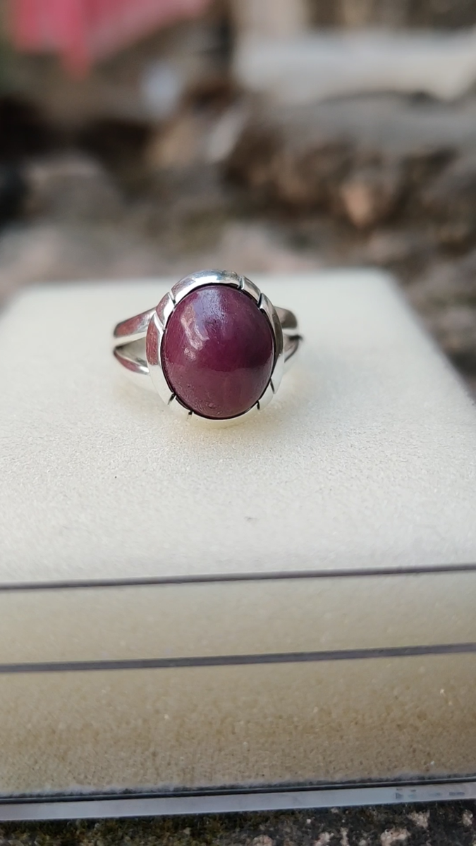 ＊925 天然ルビーのシャンデリアリング＊ ruby ring silver 925 Solid Sterling Silver Natural Ruby Star Oval Cabochon Gemstone