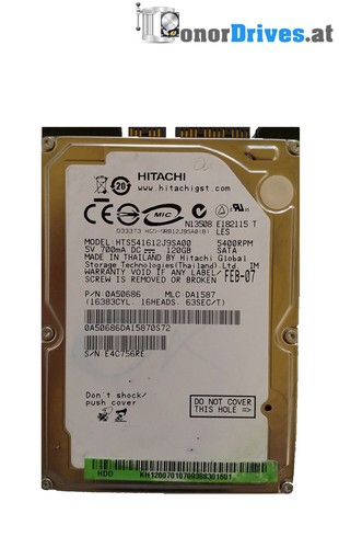 Hitachi HTS541612J9SA00 - 0A50686- 120 GB - SATA - 220 0A28613 01 Rev.*