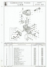 Fiat 600 Saloon Weber 26 Im Carburettor Orig. 1971 Parts List Bulletin I Text