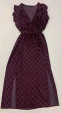 Pretty Little Thing Printed Midi Dress Size 12 Burgundy