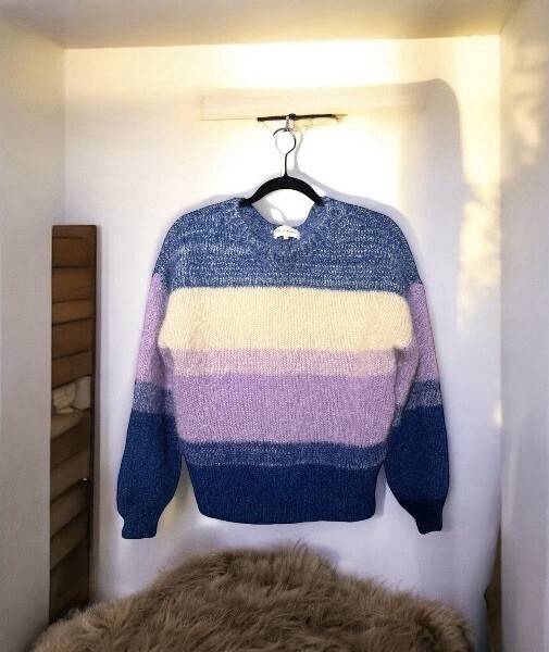 Maison Anje mohair chunky multicoloured block stripe relaxed knitted jumper  UK8