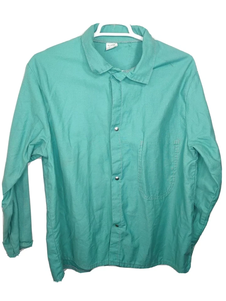 Fire Resistant jacket Mens XL green Button Snap Lightweight USA Made retardant - Image 2 of 4