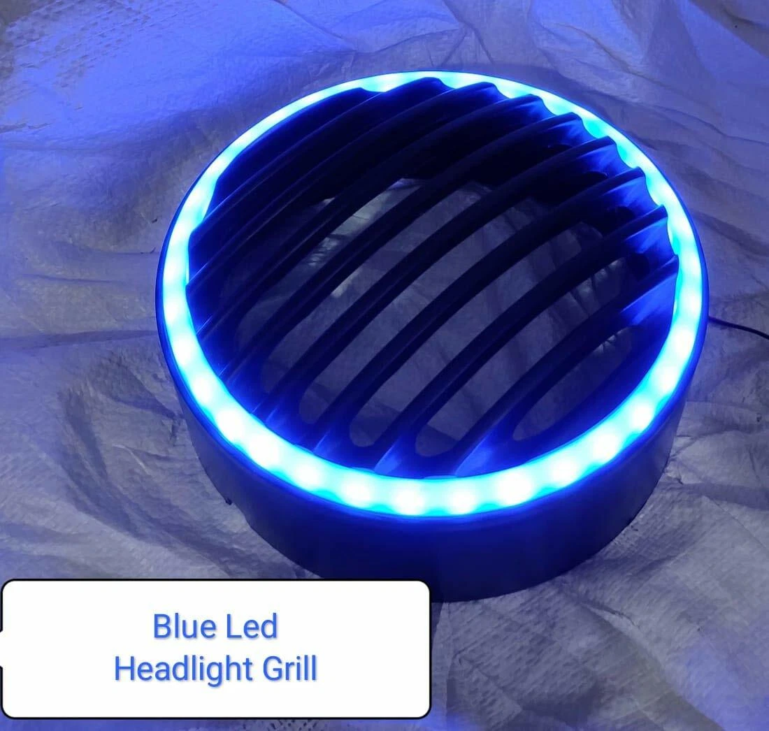 New Headlight Grill Blue led Light Fit For Royal Enfield Bullet eBay