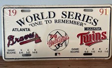 1991 Atlanta Braves MLB Baseball World Series License Plate Tin Vintage