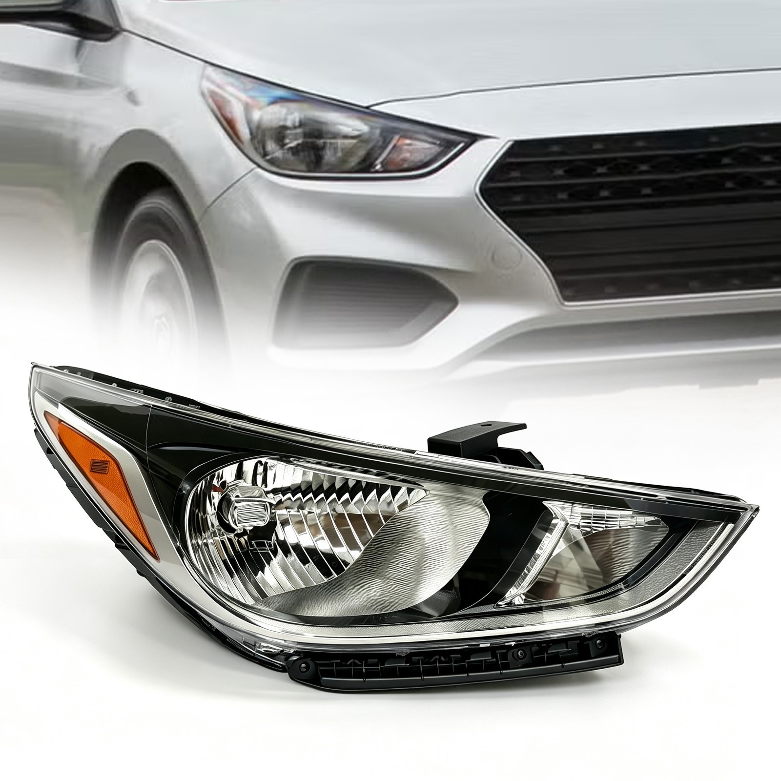 Halogen Headlight Assembly Passenger Right For 2018-2021 Hyundai Accent SE SEL