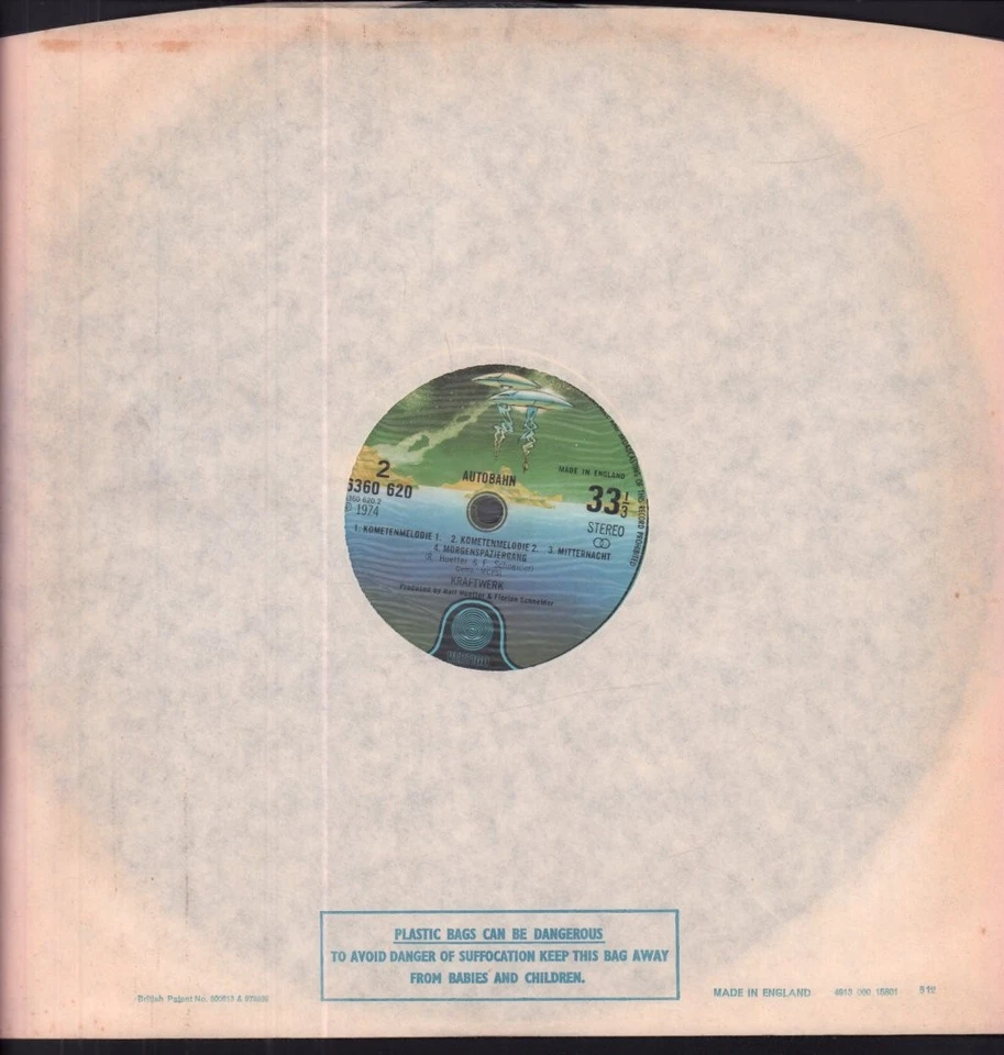 Kraftwerk Autobahn LP vinyl UK Vertigo 1974 embossed sleeve spaceship label - Image 3 of 4