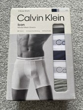 Image of Calvin Klein 3 Pack Large Icon Modal Mesh Stretch Boxer Brief Black, Grey & Navy