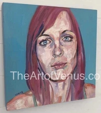 ORIGINAL OIL PAINTING Impressionist Contemporary Woman Wood Portrait  COA SIGNED