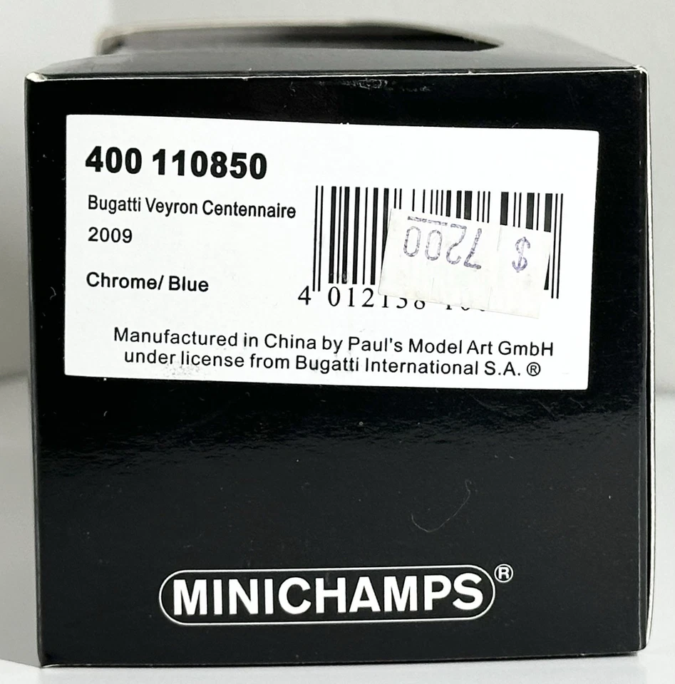 Minichamps 1:43 - 2009 Bugatti Veyron Centennaire (Blue/Chrome) - 400110850 - Image 3 of 4