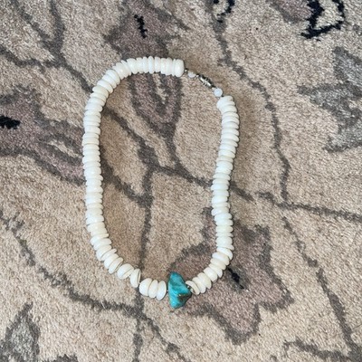 Puka Shell and Turquoise Necklace Vintage