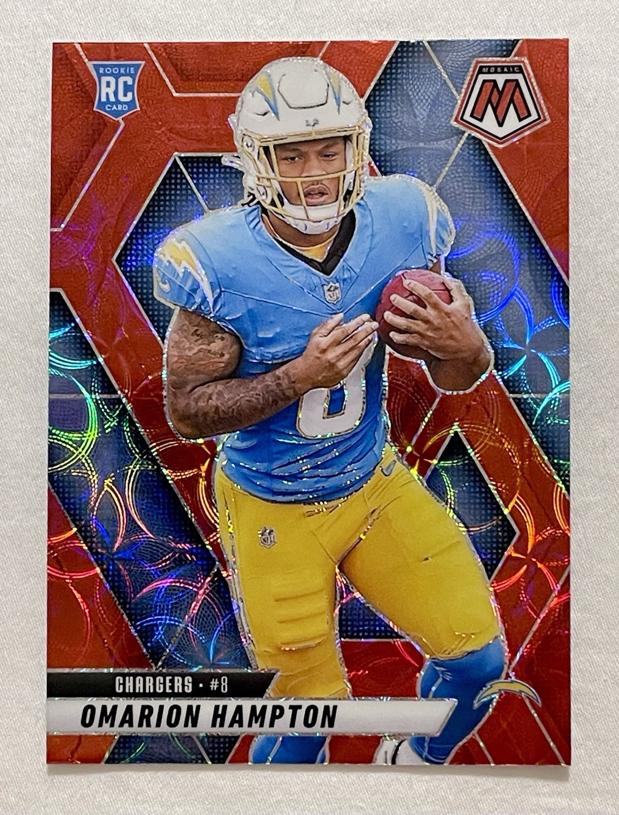 2025 Panini Mosaic - Rookie Omarion Hampton #335 Red Scope Mosaic Prizm (RC)