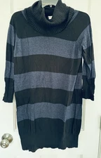 A Pea in the Pod Black and Blue Striped Cowl Neck Maternity Sweater Size L