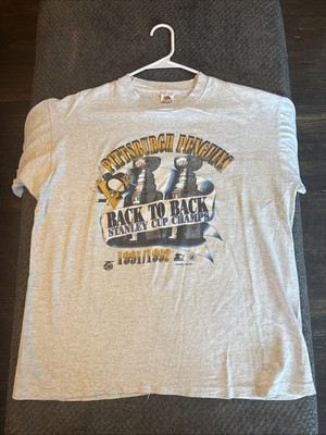 Vtg 90s Pittsburgh Penguins Back To Back T-Shirt Mens XL Faded Single Stitch