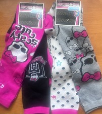2 Sets Monster High 2 Pack Knee High Socks Teen One Size Pink Gray Black