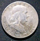 Franklin Half Dollar, 90% Silver, bullion coin, random date, ave. cir. condition