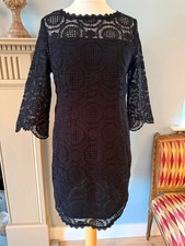 Mint Velvet Formal Shift Cotton Lace Little Black Dress UK14 Party Cocktail