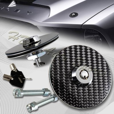 JDM Carbon Fiber Mount Bonnet Racing Security Hood Pins Latch Kit Lock W/Keys