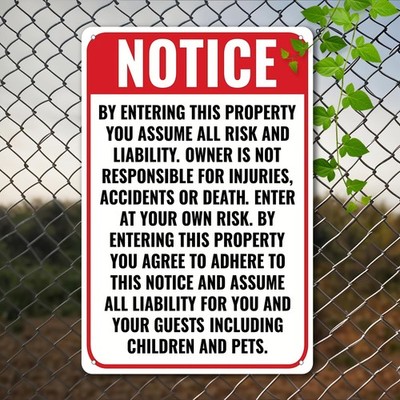 Tin Metal Signs Home Décor, Iron Plate, Copper . Enter at Your Own Risk Warning 