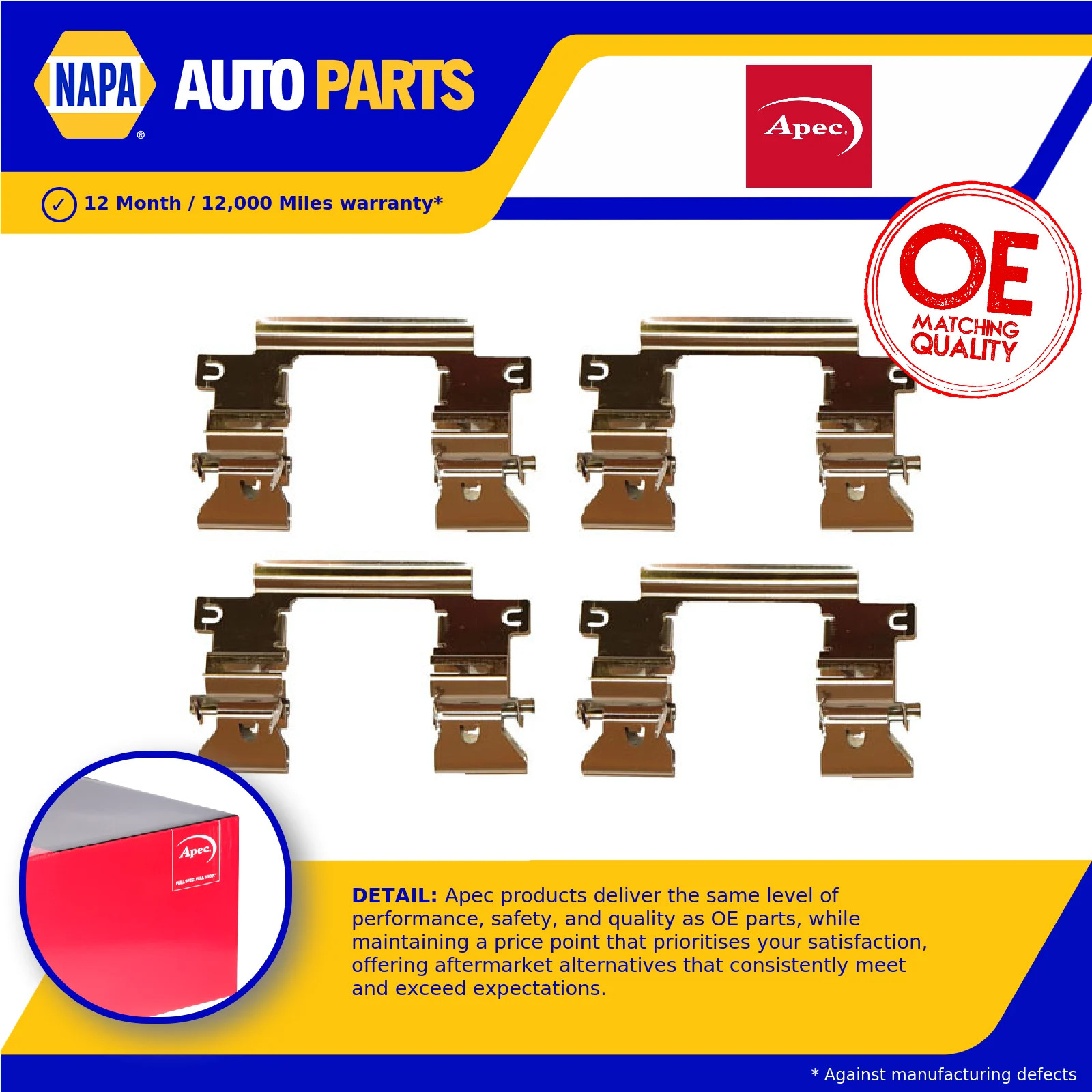 Brake Pad Fitting Kit fits FORD RANGER TKE TDCi 2.2D Front 2011 on Apec Quality