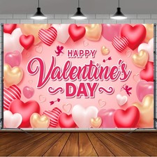 71''x43'' Happy Valentines Day Banner Backdrop, 71''x43'', multicolor