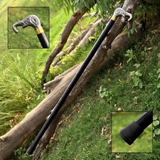 Handmade Elephant Head Walking Stick Stainless Steel Handle Vintage LARP Cane