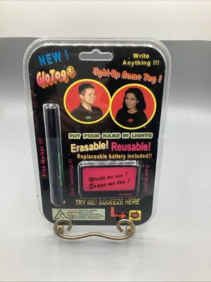 Vintage NOS GloTag Erasable, Reusable, Light Up Name Tag!!! *RARE* Pink