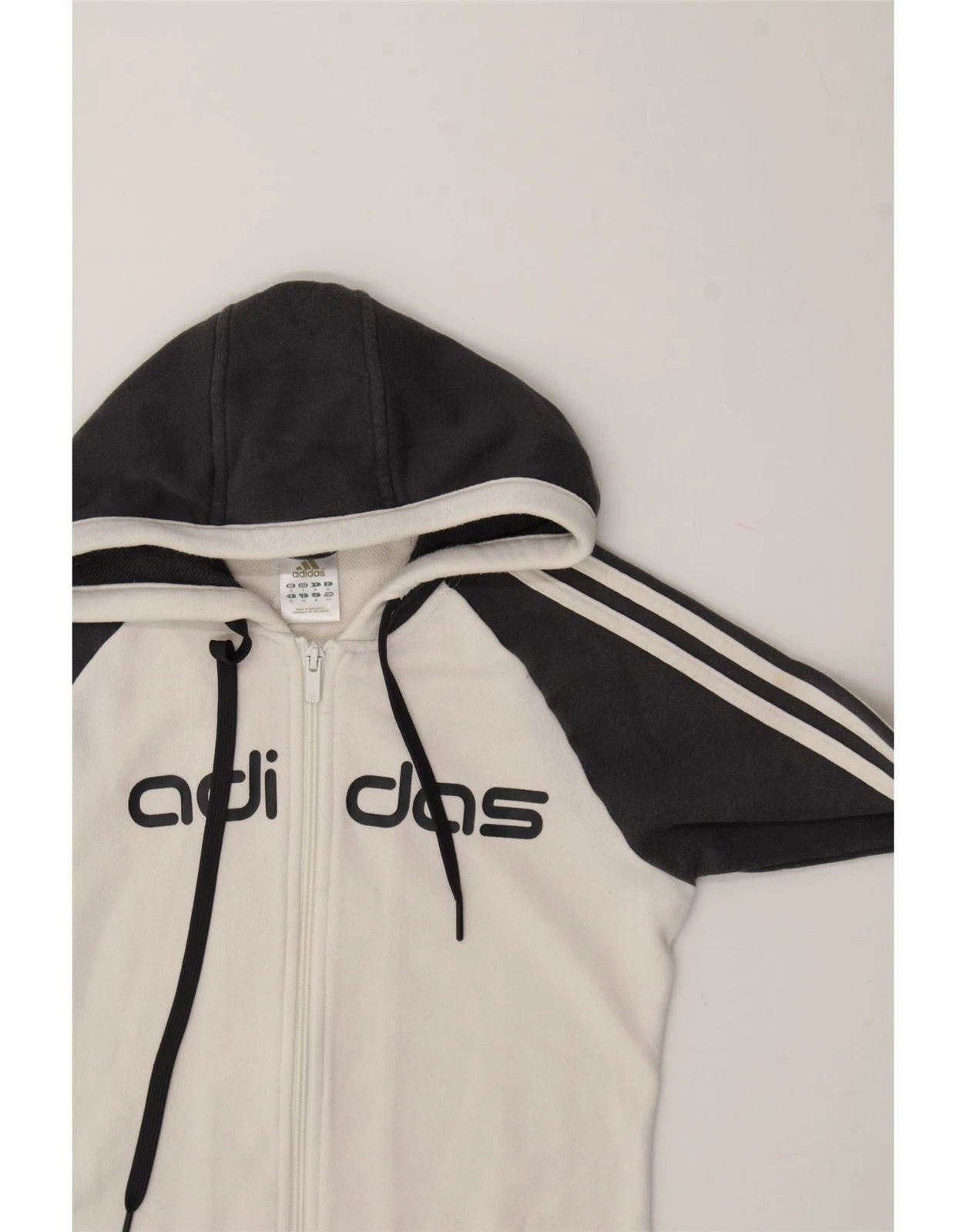 OFF WHITE Felpa con cappuccio ADIDAS donna grafica zip UK 10 small off white colorblock QD07