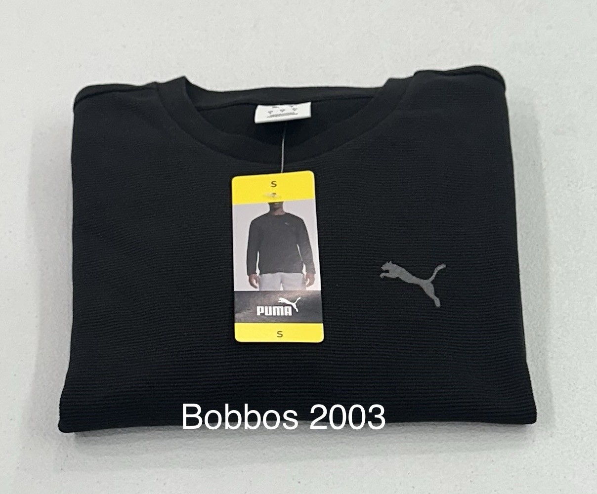 Puma Men's Long Sleeve Textured Crew Pullover Sweatshirt, Black, Size S