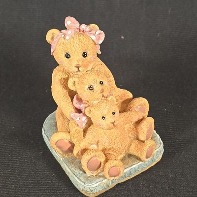 Enesco 3 Bears w/ Pink Polka Dot Bows Figurine