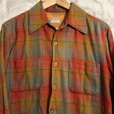 Vintage 50s 60s Mcgregor Shadow Plaid Wool Blend Button Up Shirt