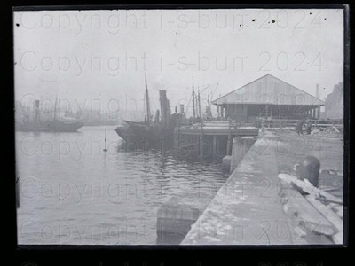 Aberdeen Hafen Schottland 1900er großes Glasnegativ #226