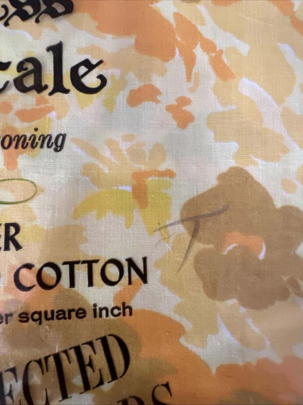 VTG West Point Pepperell TWIN FITTED SHEET Flowers Orange MCM Percale Irregular