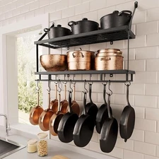 NEW~KES 30-Inch Kitchen Pot Rack Mounted Hanging Rack for Kitchen Storage & Org.