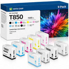 T850 Ink 9-Pack 80ML with Chip Ultra CapacityFor T850 SureColor P800 Printers