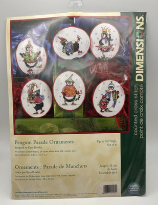 Dimensions  Penguin Parade'' Cross Stitch Christmas Ornaments Kit - NIP